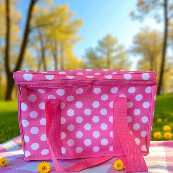 NEW! KATE SPADE PINK POLKA DOTS INSULATED COOLER BAG - Picture 5 of 9